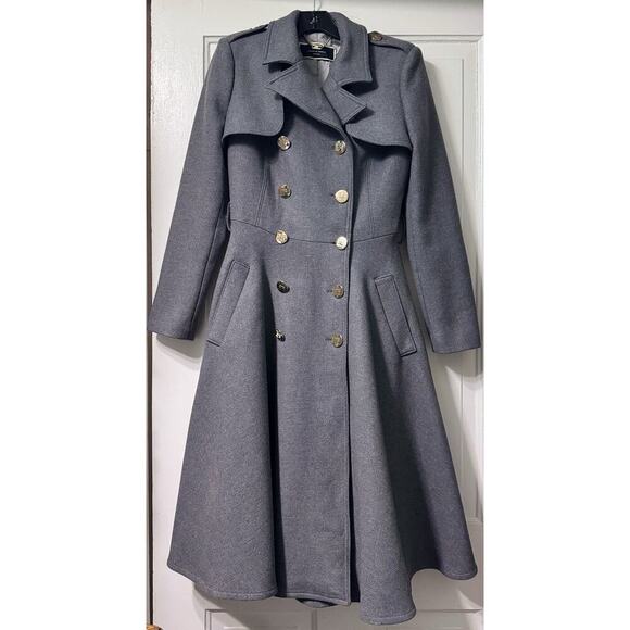 Elisabetta Franchi Jackets & Blazers - Elisabetta Franchi Double Breasted Gray Wool Trench Coat Size 40